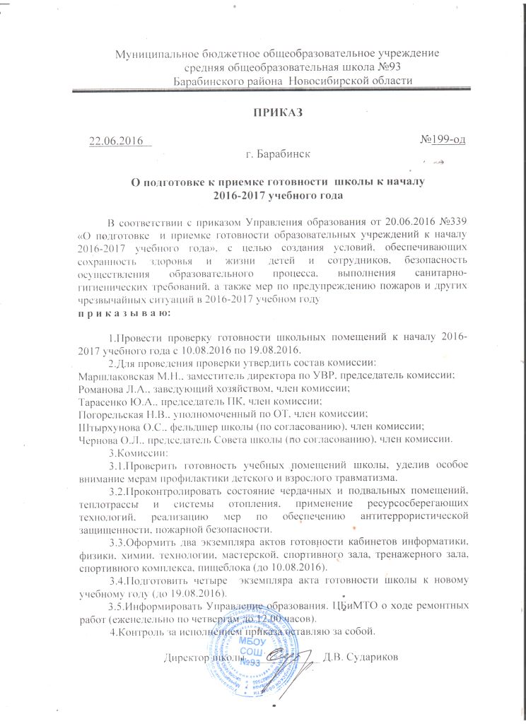 Документы для приёмки школы к новому учебному году Документы для приёмки школы к новому учебному году